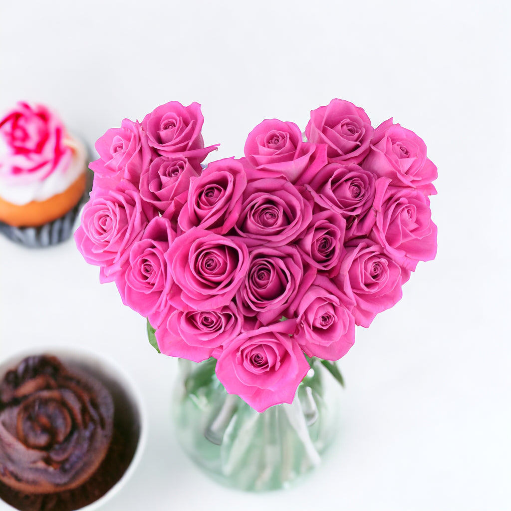 Mother’s Day Pink Rose Heart Bouquet & Personalised Wooden Heart