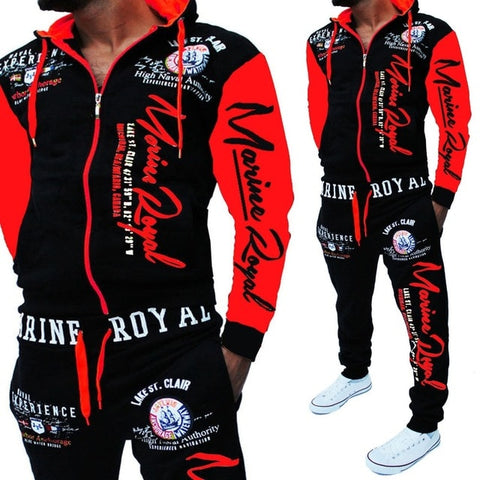 mens red tracksuit set