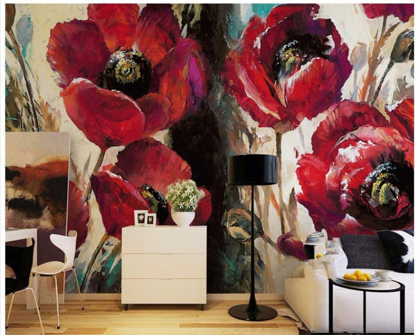 Giant Red Poppies Wall Mural