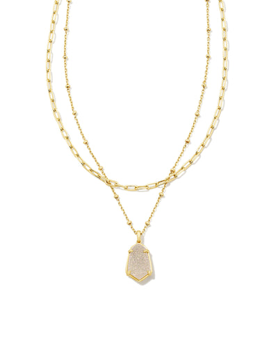 Tess Gold Pendant Necklace in Iridescent Drusy by Kendra Scott