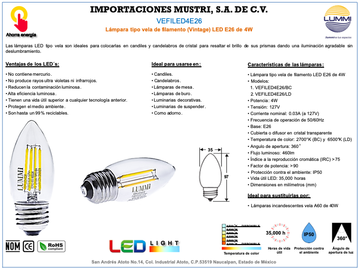 FOCO LUZ VELA A60-8