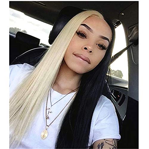 Half Black Half Blonde Synthetic Hair Wig None Lace Front Wigs 24 Inch –  NinthAvenue - United Arab Emirates