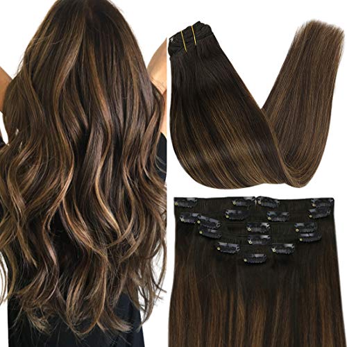 Vesunny Balayage Clip In Hair Extensions 20inch Color Dark Brown Fadin Ninthavenue United Arab Emirates