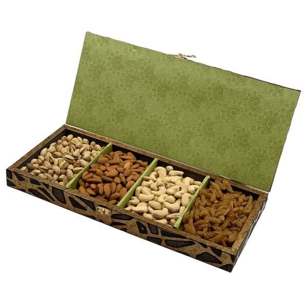 Diwali Dry Fruits Gift Box With Silver Platted Bowl – Spoons