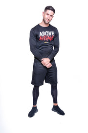 Above Average Long Sleeve Black w Red (Performance Tee)