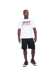 Above Average Short Sleeve White w Red (Performance Tee)