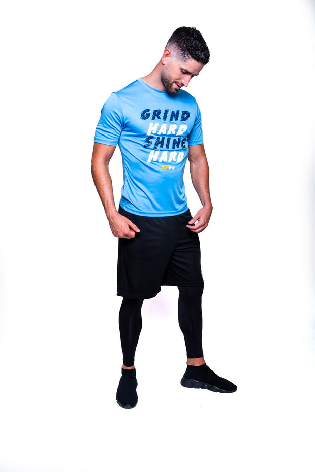 Grind Hard Shine Hard Short Sleeve Sky Blue (Performance Tee)