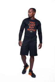 You Can't Buy Hustle Long Sleeve Black w Orange (Performance Tee)