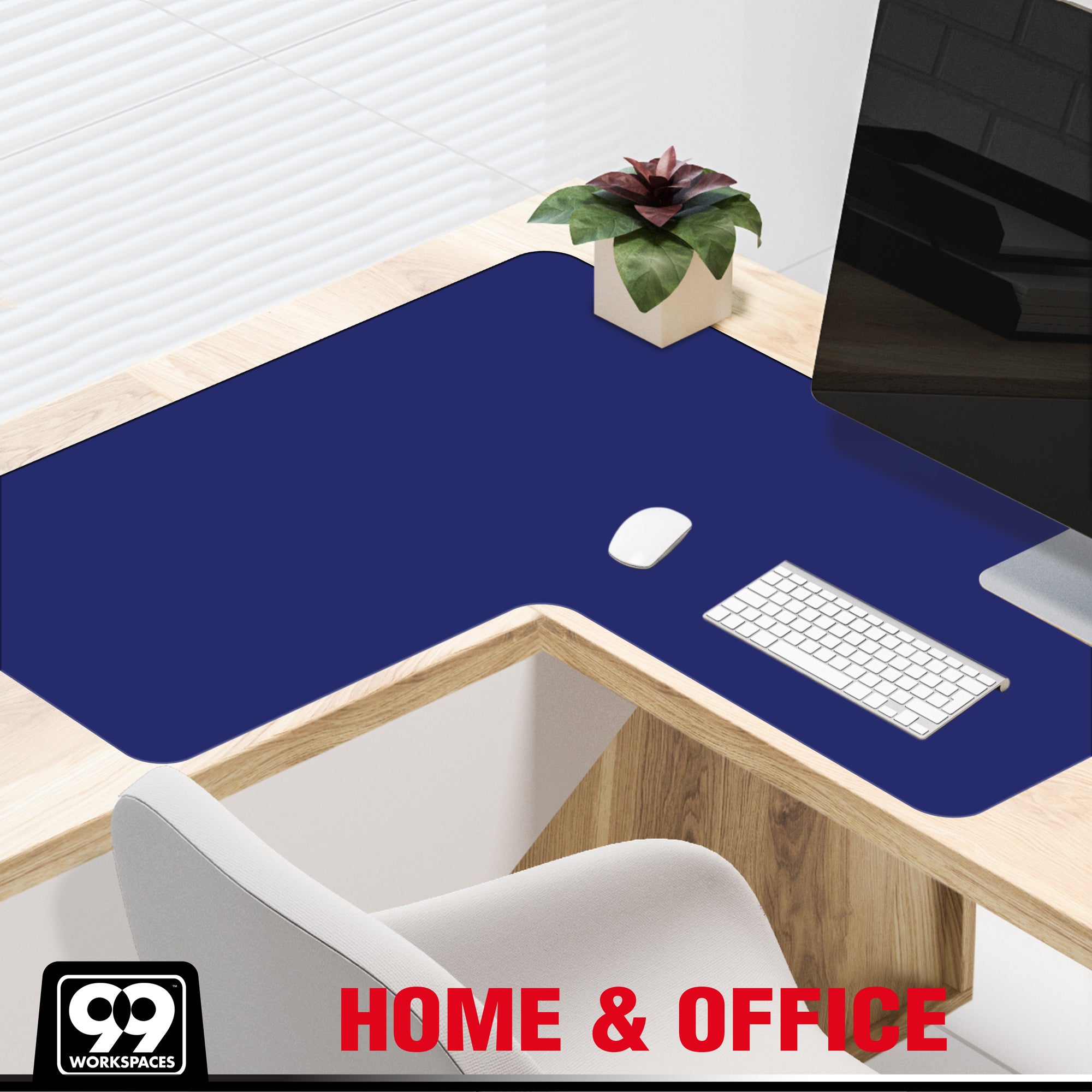 Faux Leather Multipurpose Office Corner Desk Pad Blue Haven Blue