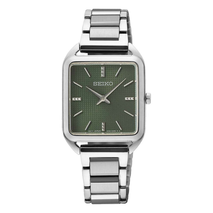 Seiko Women's Green Dial Silver Stainless Steel Band Quartz Watch - SW —  