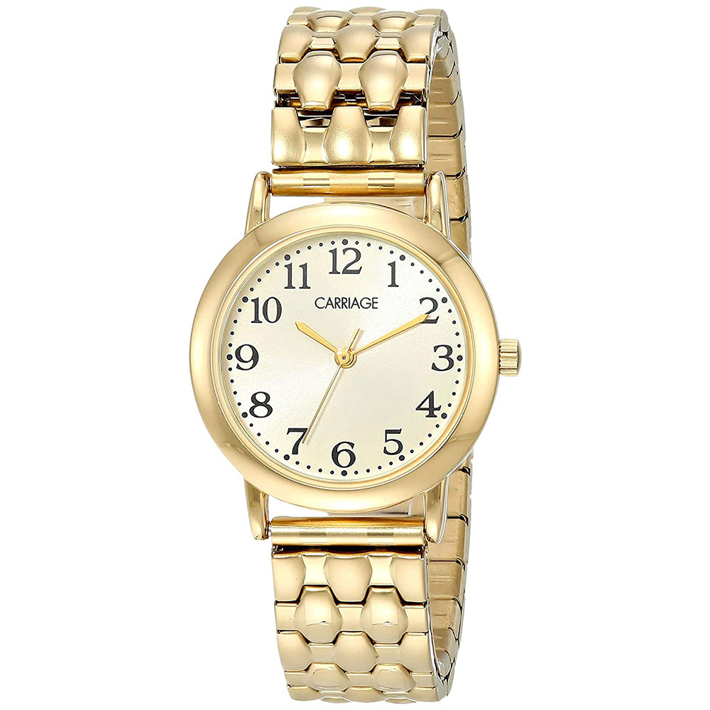 Timex Carriage Womens Gold-Tone Stainless Steel Bracelet White Analog —  