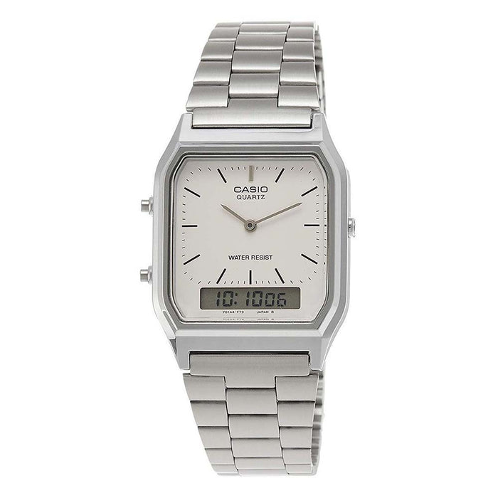 porselein partner Tien Casio Men's Off White Dial Silver Stainless Steel Band Quartz Watch - —  WatchCo.com
