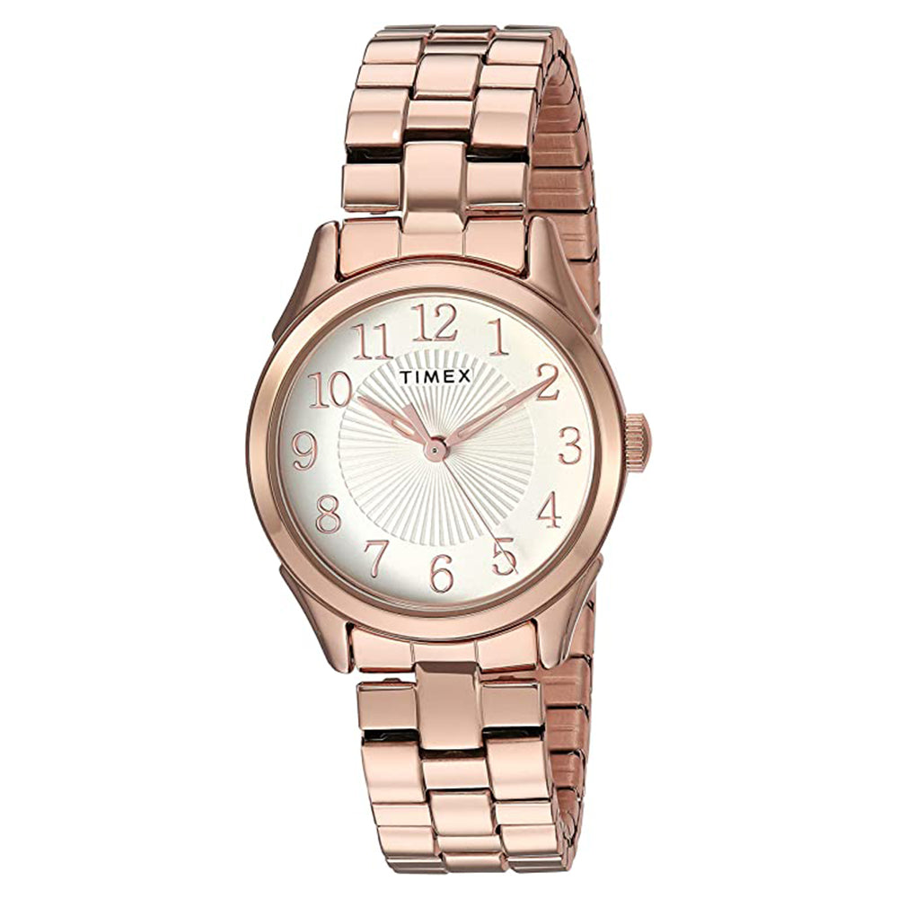 Timex Womens Briarwood Rose Gold-Tone Band White Dial Stainless Steel ...