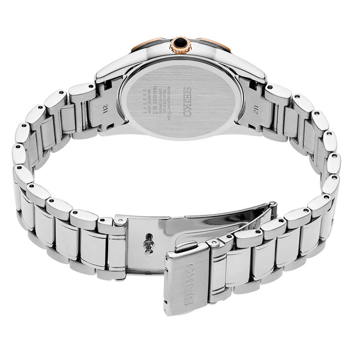 Seiko Women's Satin White Dial Silver Stainless Steel Band Quartz Watc —  