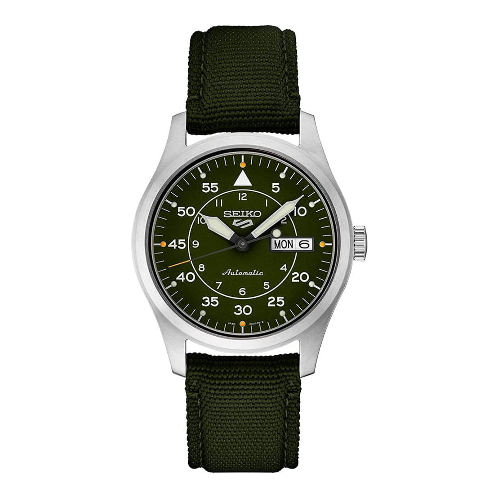 SEIKO Mens Green Dial Mechanical Canvas Band Automatic Watch - SRPH29 —  