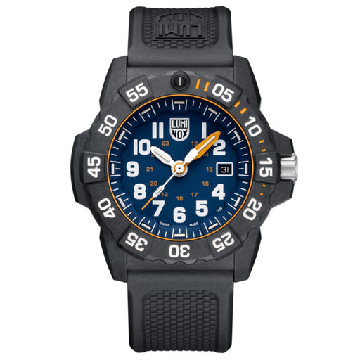 Luminox Mens Navy Seal 3500 Series Black Rubber Band Black Dial