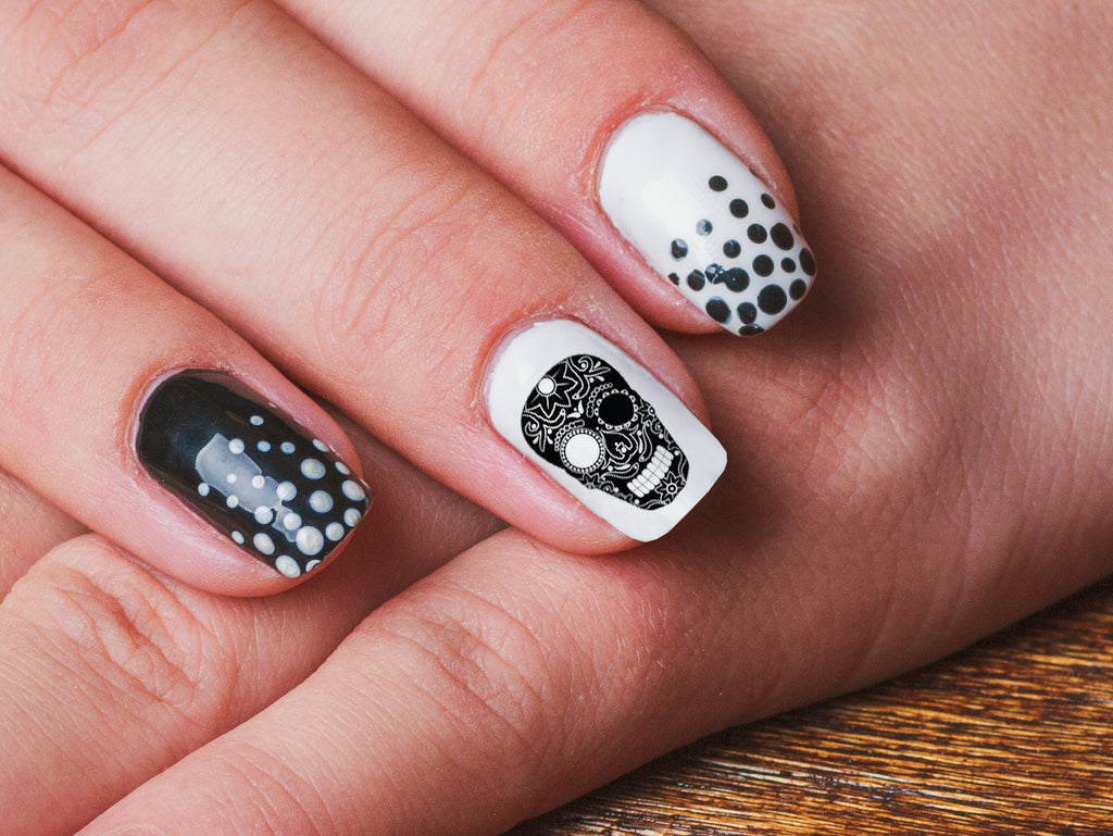Skull and Rose Nail Art Decals - wide 1