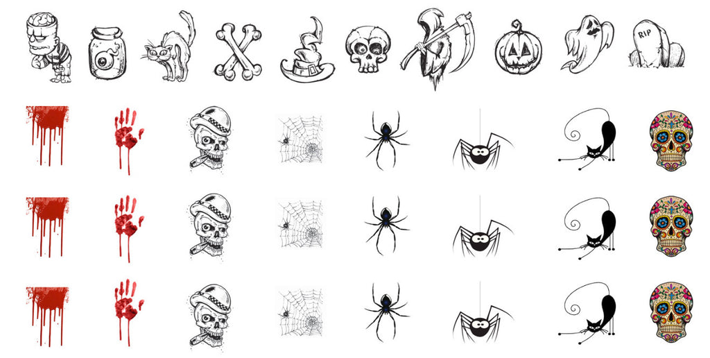 Halloween Nail Decals Set #1 - 34 decals (5 1/2" x 3" sheet) – Moon