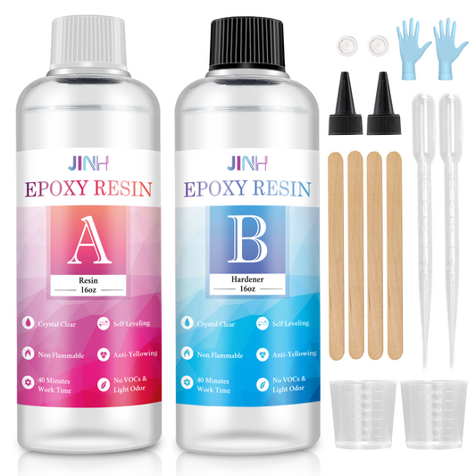 JINH 16oz Epoxy Resin Kit Crystal Clear for Jewelry DIY Art Crafts Cas –  JINH EPOXY RESIN