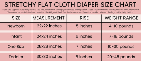 Measurment Chart for Stretchy Flat Cloth Diapers