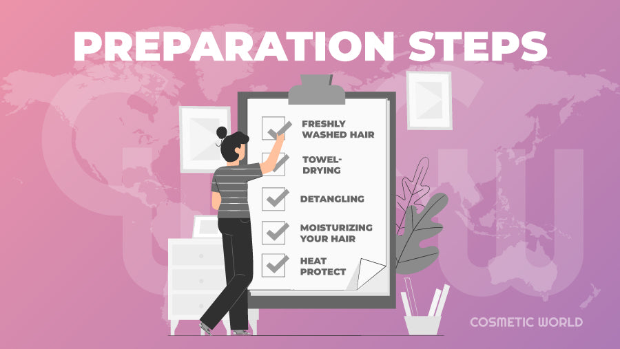 Preparation Steps for Straightening Curly Hair - Infographic