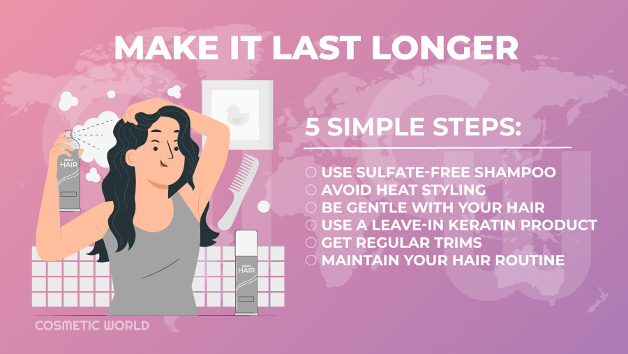 How to make keratin hair treatment last longer - Infographic with 5 simple steps