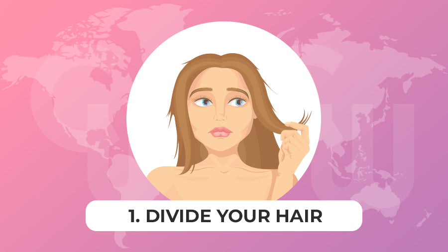 Step 1 of How to use dry shampoo - Divide your hair