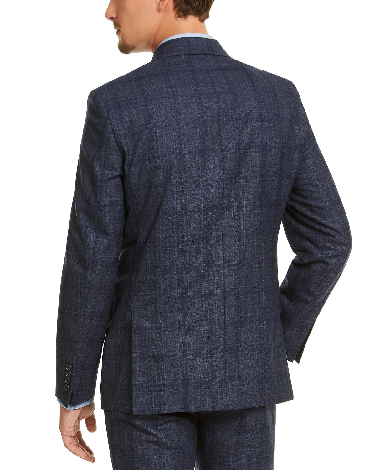 Calvin Klein Men's Slim-Fit Blue Plaid Suit Jacket – 