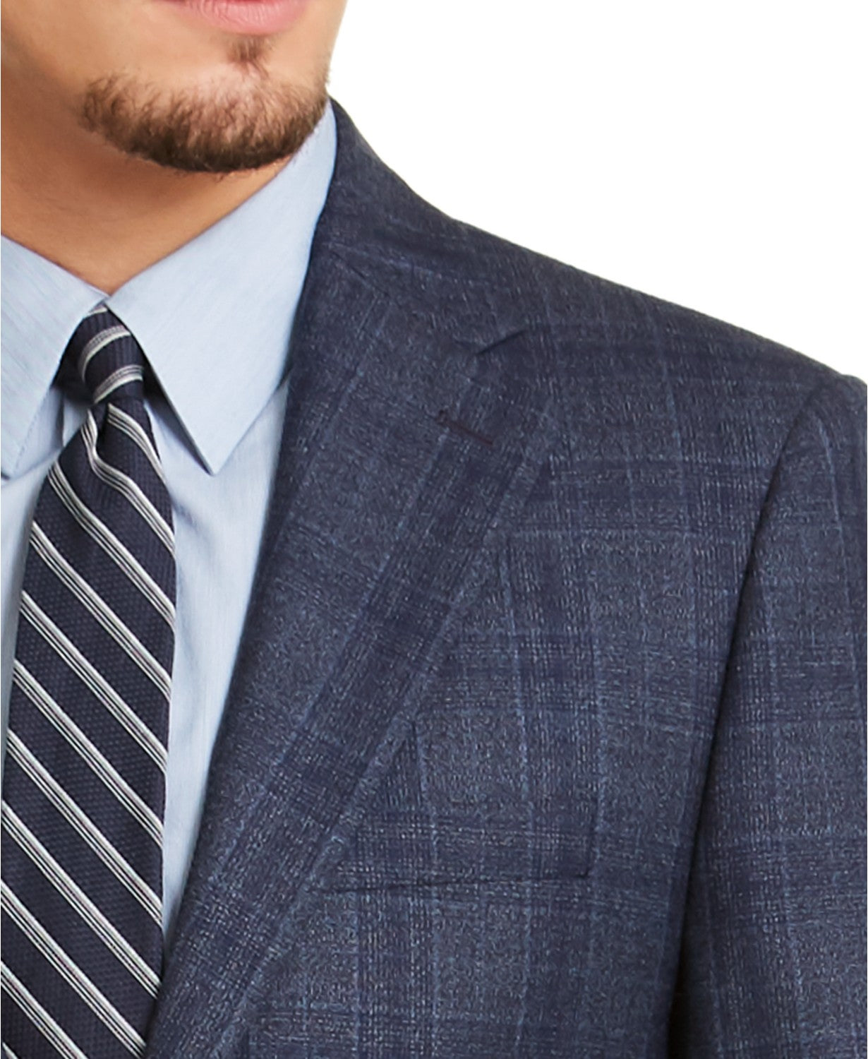 Calvin Klein Men's Slim-Fit Blue Plaid Suit Jacket – 