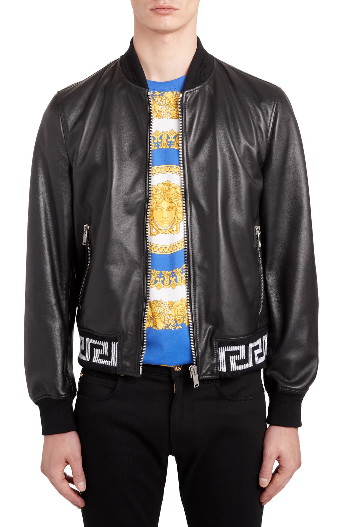 versace leather bomber jacket