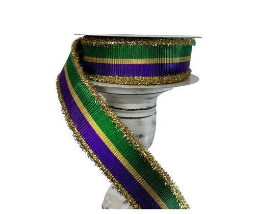 Reversible Purple and Yellow Mardi Gras Ribbon 2.5 Inches by 10 Yards –  John Mark's