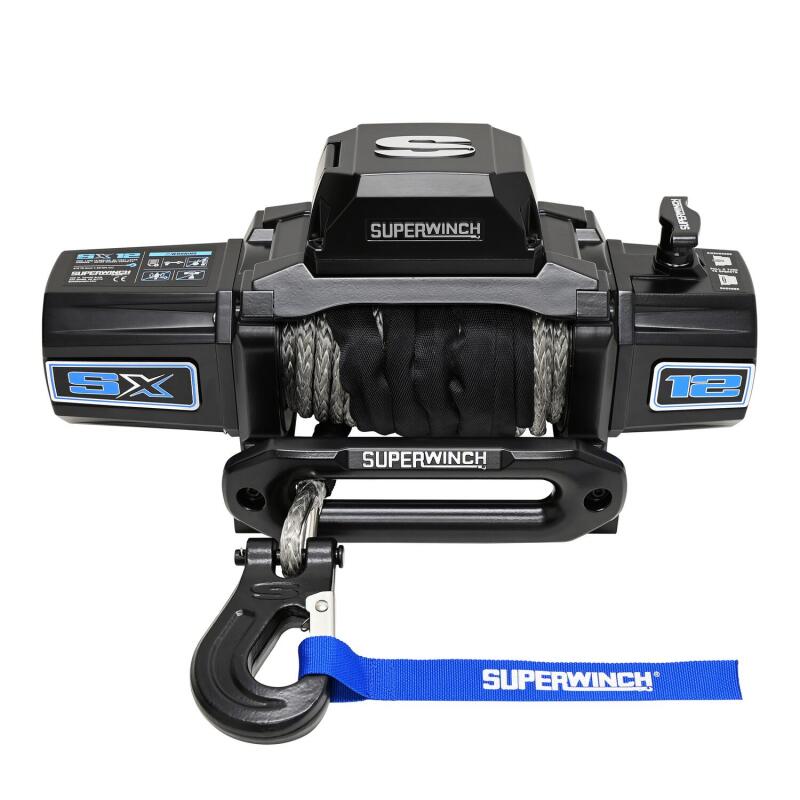 Superwinch 12000 LBS 12V DC 3/8in x 80ft Synthetic Rope SX12SR Winch - Semi Gloss Black