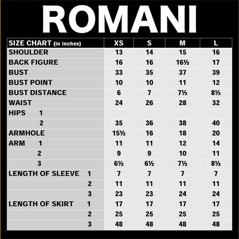 Size chart – ROMANI