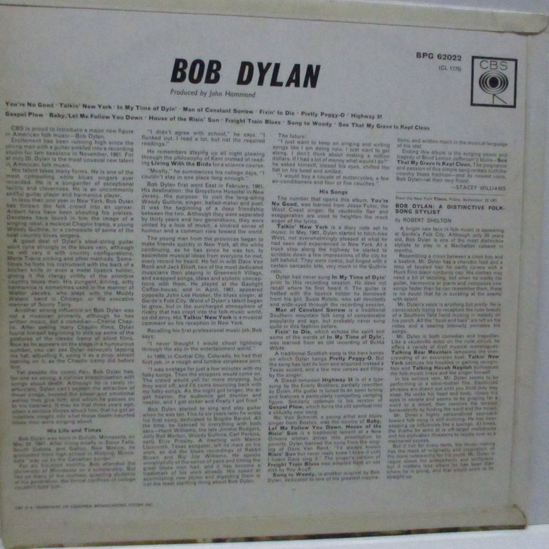 BOB DYLAN-Bob Dylan (1st) (UK Orig.Mono LP/Without Mono CFS