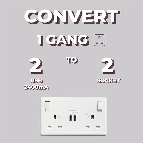 Convert 1gang socket to 2gang with USB