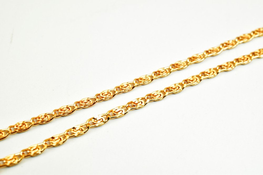 18K Pinky Gold Filled EP Chain Width 2mm Thickness 1mm Gold-Filled finding for Gold Filled Jewelry Making Sold by Foot PGF02