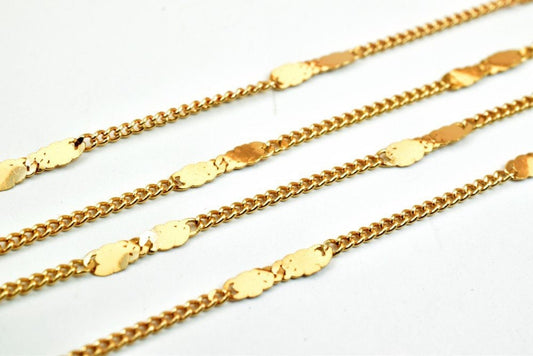 3 Feet 18K Pinky Gold Filled Cable Chain, Link Chain Width 2mm Thickne