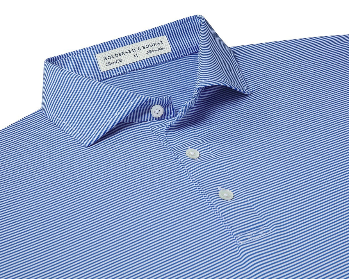 Men's Navy and White Polo Shirt | Holderness & Bourne