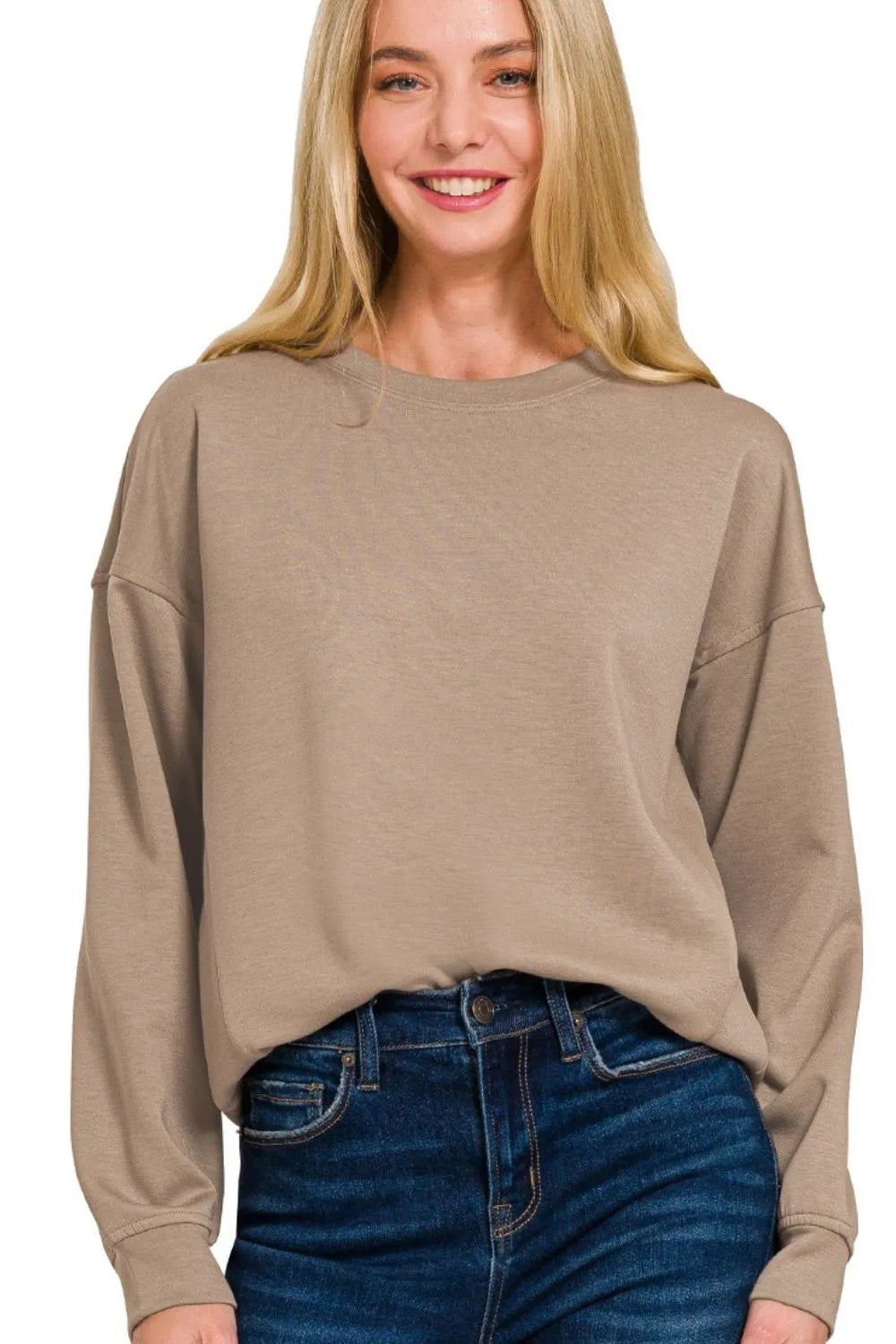 Zenana Scuba Round-neck Sweatshirts