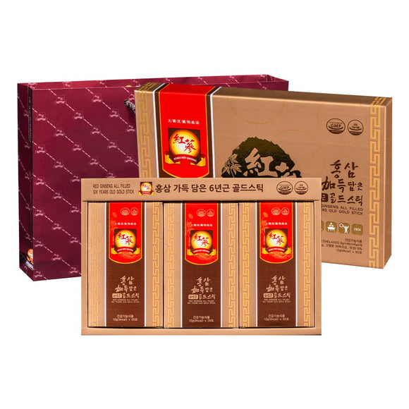 6 Year Root Gold Stick 60 Rich Red Ginseng Filled Concentrated Extract Pouch Type 60 Packets (0.4 fl oz (12 ml) x 60 Packs)