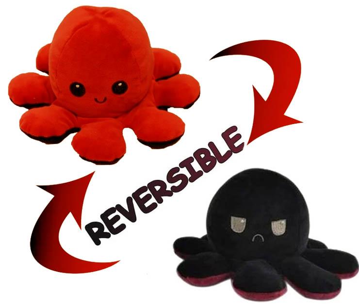 black and red octopus plush