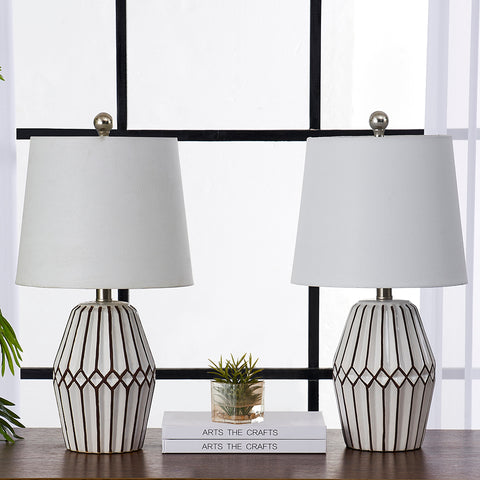 20.5in white ceramic table lamp set