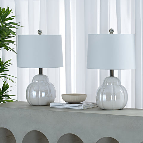 20.5in white ceramic table lamp set