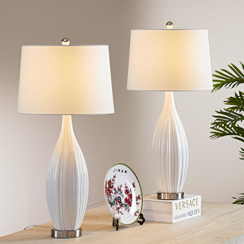 white ceramic table lamp set of 2