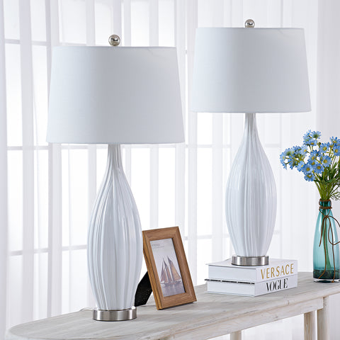 white ceramic table lamp set of 2