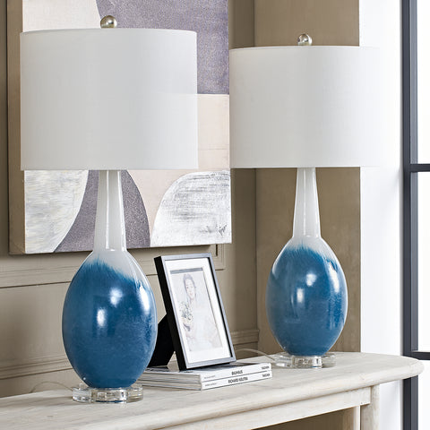 29 Inch Living Room Blue Table Lamp Set of 2