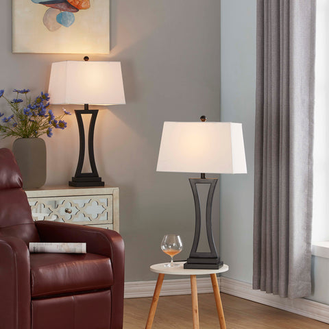 30.75in Black Farmhouse Table Lamp Set