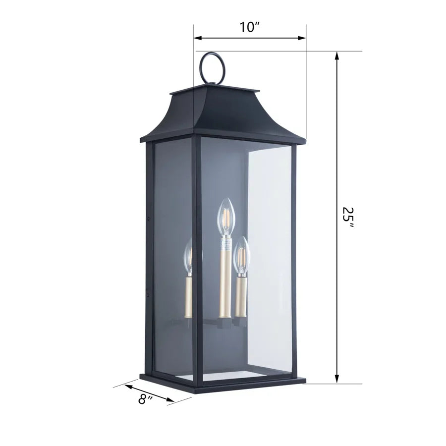 Lawyettle Dusk to Dawn Outdoor Wall Light 3-Light, 25" Large Outdoor Light Fixture, Black Exterior Wall Lantern, Waterproof Outside Wall Sconce for House Porch Patio #7008 - Image 8