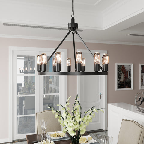 wagon wheel chandelier black