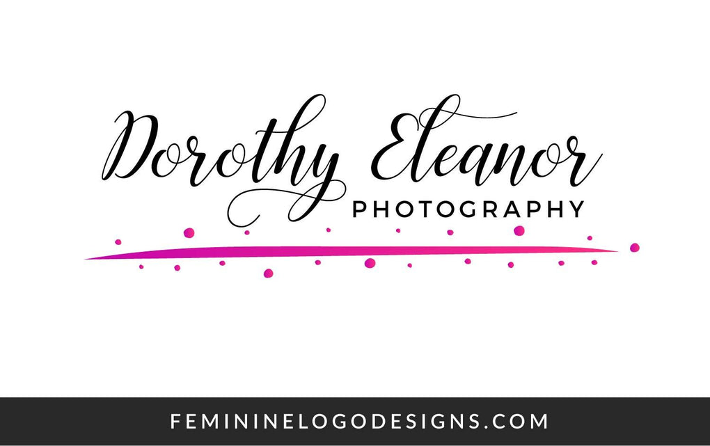 Pink Purple Logo Design Dots Logo Calligraphy Logo Premade Logo Pu Feminine Logo Designs